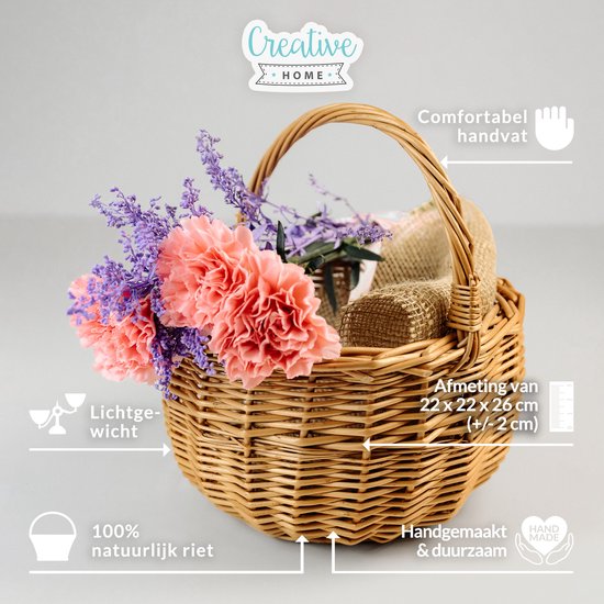 Panier de Rangement en Osier - CREATIVE HOME - 40 x 30 x 16 cm - Marron - Paille