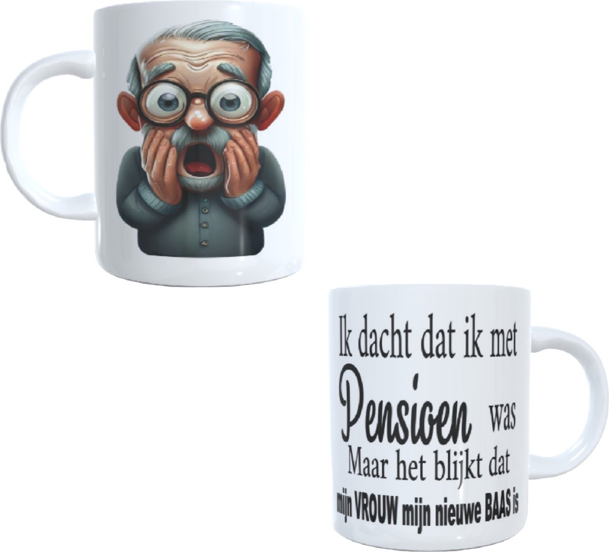 Bedrukte koffie beker - thee mok - Tekst - pensioen - baas