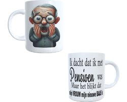 Bedrukte koffie beker - thee mok - Tekst - pensioen - baas