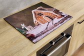Inductiebeschermer - Peperkoek Huisje - 58.3x51.3 cm - Inductiebeschermer - Inductie Afdekplaat Kookplaat - Inductie Mat - Anti-Slip - Keuken Decoratie - Keuken Accessoires