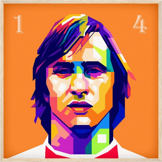 Poster Johan Cruijff | ajax posters | 50 x 50 cm | voetbal poster bekende voetballers | WALWALLS®