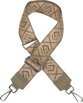 Qischa® Bag strap - Tassenriem - Schouderband - Schouderriem - Tassen Riem - Tas Hengsel - Verstelbare Riem - beige, taupe, camel - zilver hardware