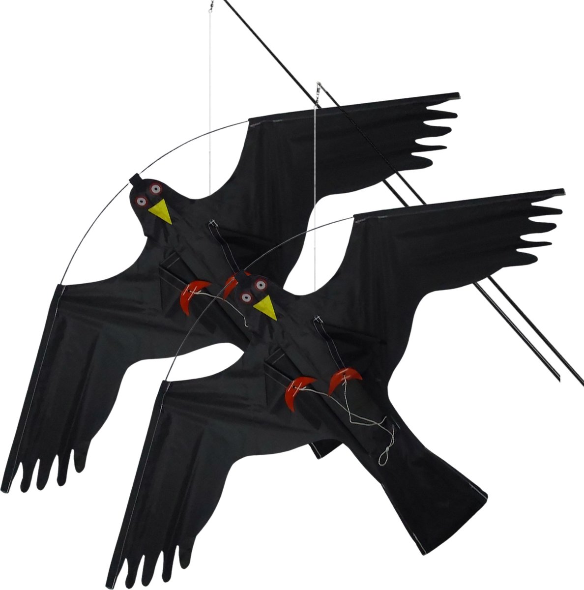 HIXA Vogelverjager - 7 Meter - 2 stuks - Duivenverjager - Vogelverschrikker - Kraaien - Kite - Zwart - Nylon