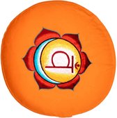 Bol.com Meditatiekussen 2e chakra geborduurd - 33x17 - Boekweit - Katoen - Oranje aanbieding