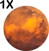 BWK Luxe Ronde Placemat - Oranje - Wolken - Lucht - Set van 1 Placemats - 40x40 cm - 2 mm dik Vinyl - Anti Slip - Afneembaar