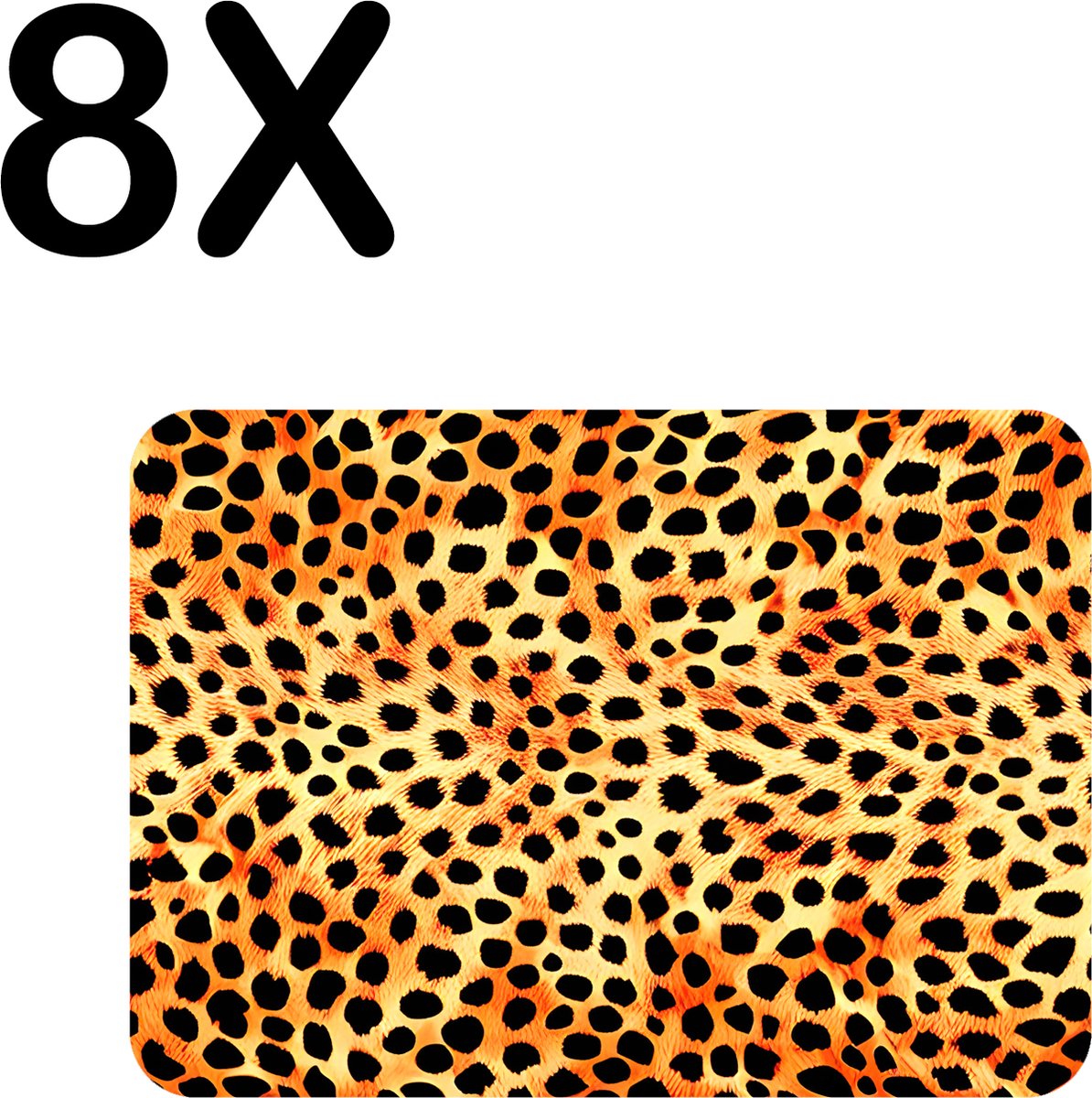 BWK Flexibele Placemat - Panter Print - Patroon - Set van 8 Placemats - 40x30 cm - PVC Doek - Afneembaar