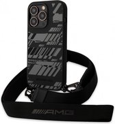 Case CG Mobile AMG Vloeibare siliconen Expressieve grafische hard + riem voor iPhone 14 Pro, zwart