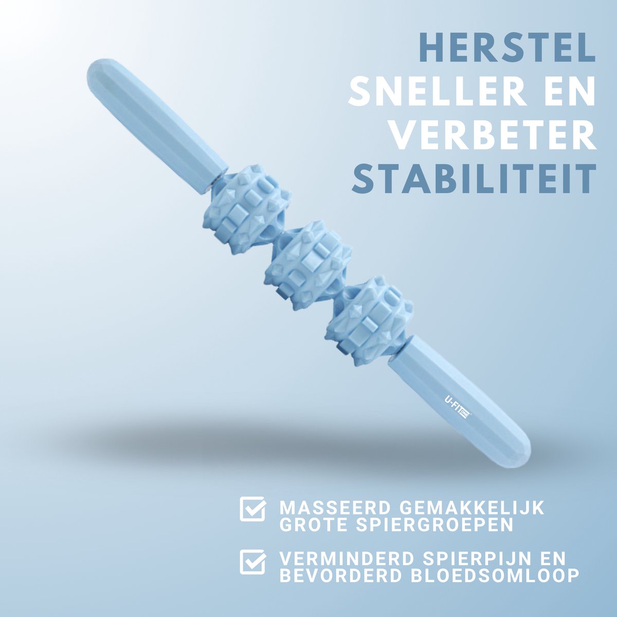 U Fit One 5 Delige Foam Roller Set - Trigger Point Massage Roller - Massage bal - Fitness - Yoga - Fascia - Bindweefsel - Blauw thumbnail 3