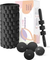 U Fit One 5 Delige Foam Roller Set - Trigger Point Massage Roller - Massage bal - Fitness - Yoga - Fascia - Bindweefsel - Zwart