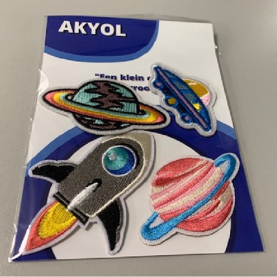 Woohome Opstrijkbare patches, 43 stuks, zonnestelsel, astronaut ruimteplaneten, patches, opstrijkbare patches, stickers voor kleding, rugzak, petten