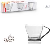 Tasses à expresso de Luxe - 9cl - 6 pièces - Set - Pack - Verres à expresso - Tasses à café - Glas - 90 ml - Haute qualité - Ensemble de tasses à café - Paquet de tasses à café