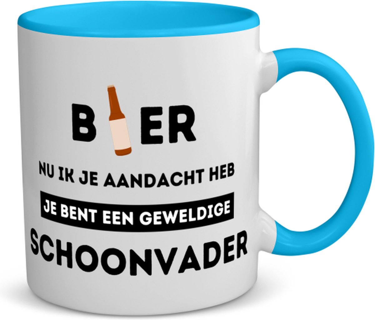 Akyol - bier, nu ik je aandacht heb je bent een geweldige schoonvader koffiemok - theemok - blauw - Papa - schoonvader - vader cadeautjes - vaderdag - verjaardagscadeau - verjaardag - cadeau - geschenk - kado - gift - vader artikelen - 350 ML inhoud