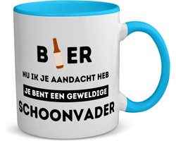 Akyol - bier, nu ik je aandacht heb je bent een geweldige schoonvader koffiemok - theemok - blauw - Papa - schoonvader - vader cadeautjes - vaderdag - verjaardagscadeau - verjaardag - cadeau - geschenk - kado - gift - vader artikelen - 350 ML inhoud