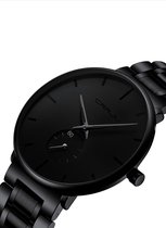 CRRJU Horloge - Zwart - Heren - Analoog - Ø 35 mm - staal