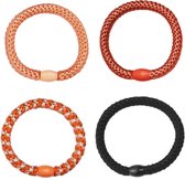 Hidzo Haarelastiekjes - Elastiek & armband - Set Oranje/ Creme/ Zwart