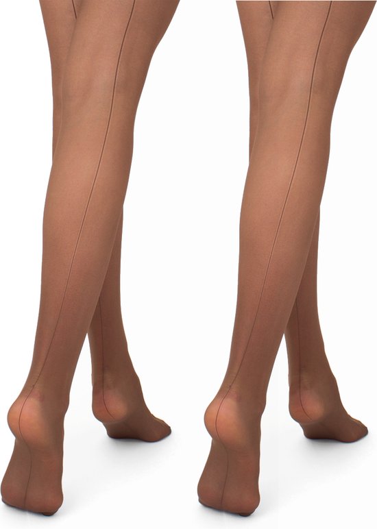 Giulia, Chic 20den Panty avec bas de bikini et couture noire (multipack), couleur Cappuccino(marron foncé), taille L