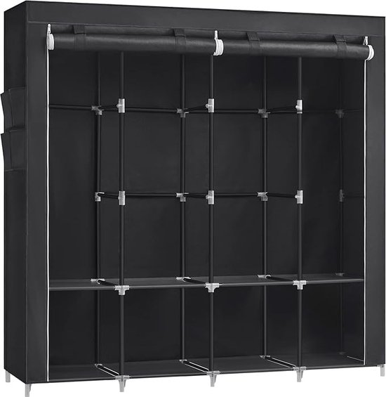 MIRA Home - Kledingkast - Slaapkamerkast - Kleding - Stoffen Kast - Zwart - 45x170x167