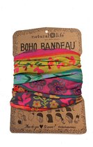 Gekleurde Boho Bandeau haarband, Natural Life, Lovely Scarfs, brede hoofdband, sportband, geel, roze
