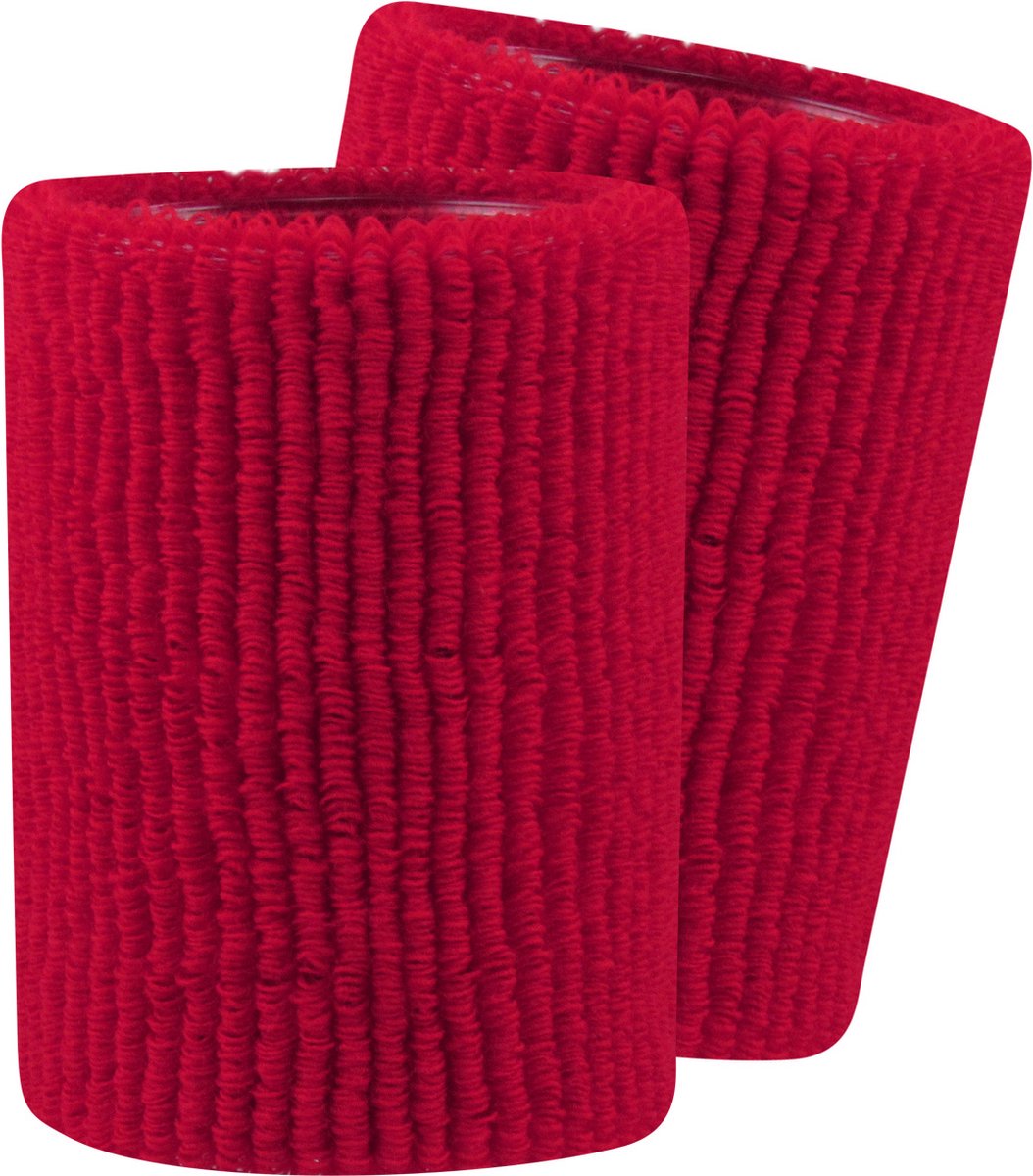 TCK - Zweetband - Terry Wristbands - Diverse Sporten - Unisex - Badstof - Paar - Red - 14 cm