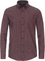 CASA MODA Sport casual fit overhemd - flanel - rood geruit - Strijkvriendelijk - Boordmaat: 49/50