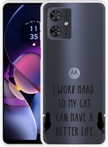 Cazy Hoesje geschikt voor Motorola Moto G54 5G Royalty Cat Zwart