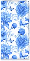 Smart Cover Geschikt voor Samsung Galaxy A14 4G Flowers Blue