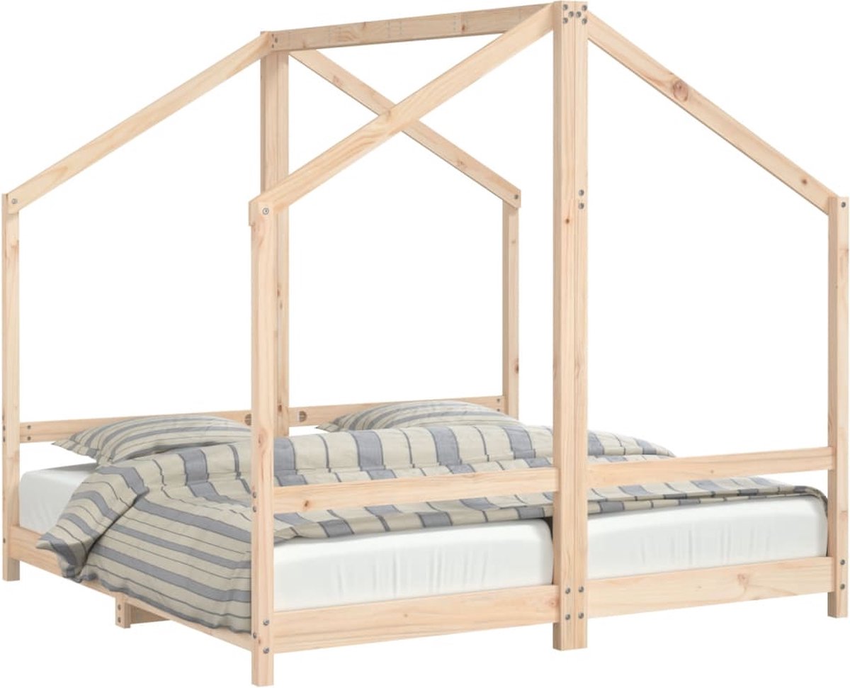 vidaXL Kinderbedframe - 2x(80x160) - cm - massief - grenenhout naturel