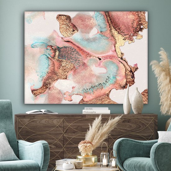 Tableau sur toile Encre - Pastel - Abstrait - 160x120 cm - Décoration murale XXL