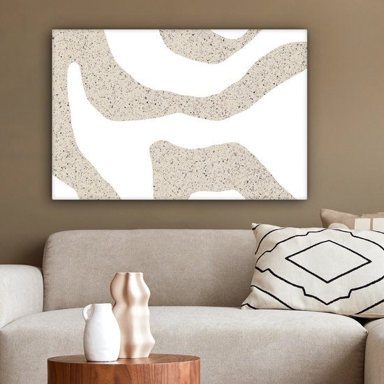 Tableau sur toile Abstrait - Terrazzo - Design - Beige - 90x60 cm - Décoration murale