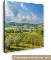 Canvas Schilderij Toscane - Landschap - Wolken - 90x90 cm - Wanddecoratie