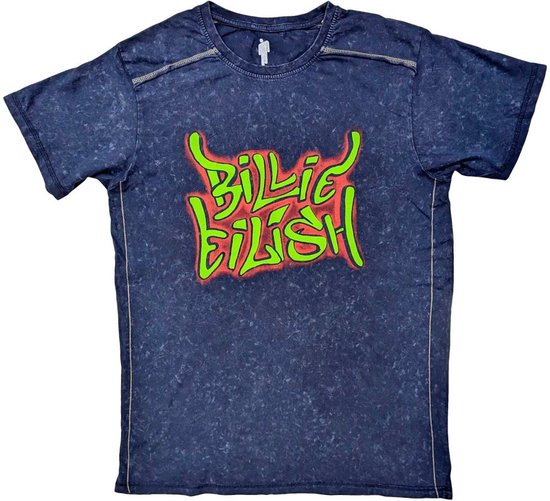 Billie Eilish - Graffiti Heren T-shirt - 2XL - Blauw