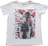 Tupac - Floral Dames T-shirt - S - Wit