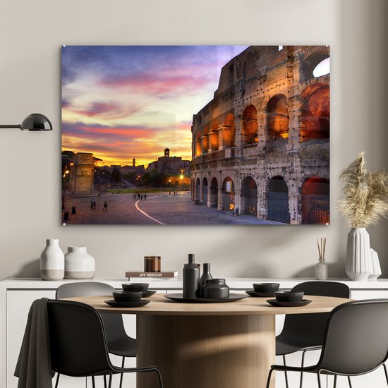Le Colisée de Rome au coucher du soleil Plexiglas 120x80 cm - Tirage photo sur Glas (décoration murale en plexiglas)