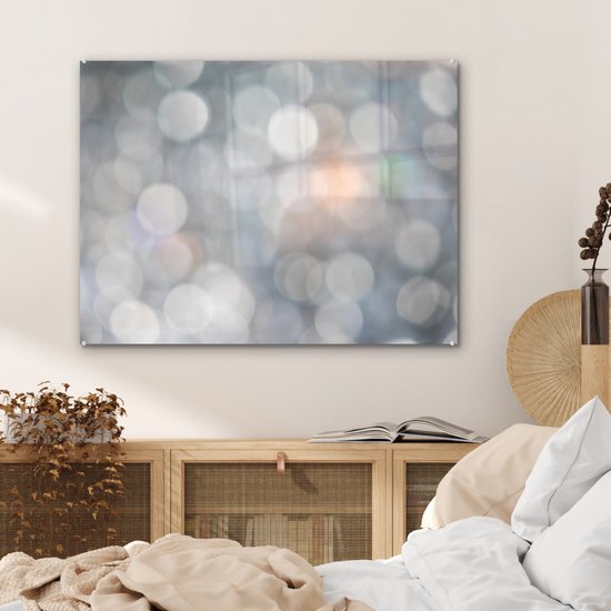 ® Glasschilderij 80x60 cm - Schilderij acrylglas - Licht - Abstract - Vormen - Foto op glas - Muurdecoratie woonkamer - Wanddecoratie slaapkamer - Schilderijen