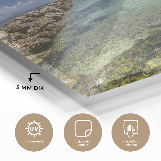 Peinture sur verre - Bateau de pêche traditionnel grec dans le golfe de Limnionas près de Kos - 180x120 cm - Peintures sur verre acrylique - Photo sur Glas