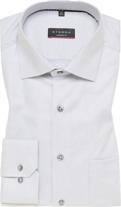 ETERNA modern fit overhemd - structuur - grijs - Strijkvrij - Boordmaat: