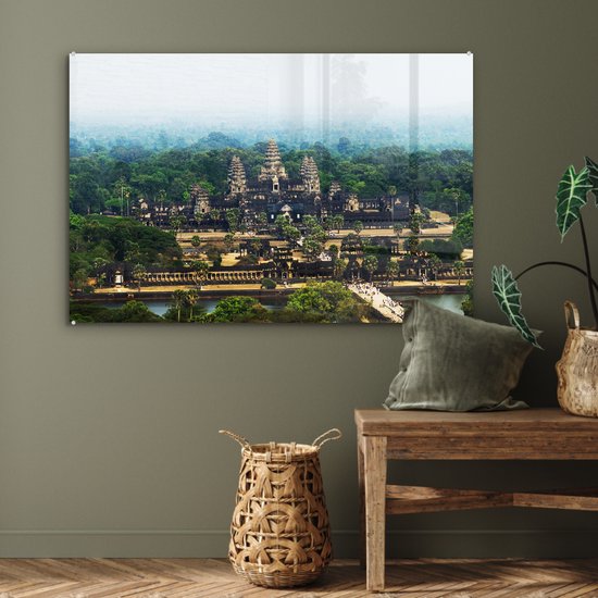 Vue aérienne du temple d'Angkor Wat au Cambodge Plexiglas 90x60 cm - Tirage photo sur verre (décoration murale plexiglas)