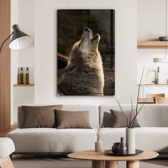MuchoWow® Peinture sur verre - Loup - Grijs - Animaux - 60x90 cm - Peintures sur verre acrylique - Photo sur Glas