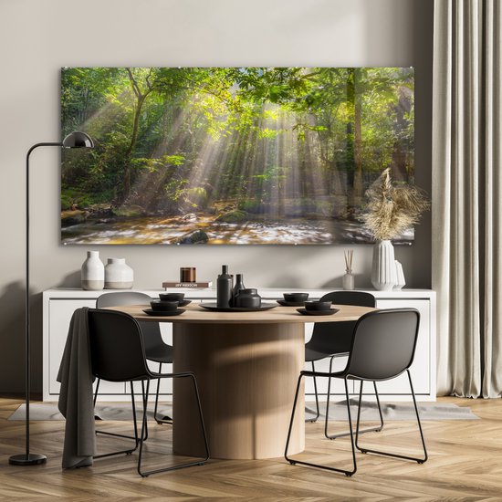 Peinture sur verre - Rayons de soleil à travers le feuillage - 160x80 cm - Peintures Plexiglas