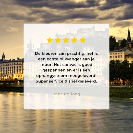 Toile Peinture Salzbourg coucher de soleil - 120x80 cm - Décoration murale