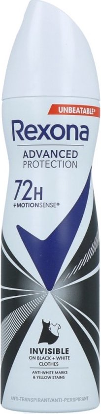 Rexona Advanced Protection 'Invisible' deodorant met 72 uur bescherming, anti-wit en gele vlekken.