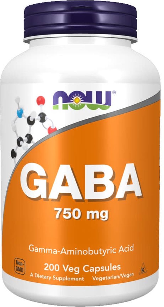 Now Foods GABA Capsules - 750 mg - 200 Vegan Capsules - Now Foods