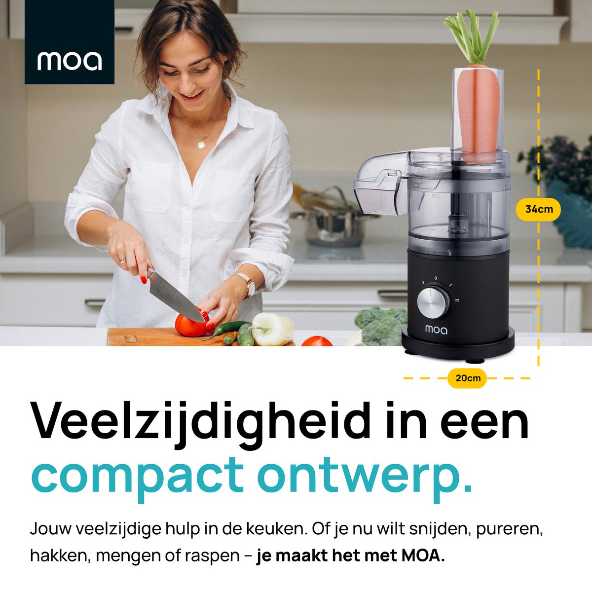 MOA Foodprocessor - 5-in-1 - Compacte 0,5L Keukenmachine - Zwart thumbnail 5