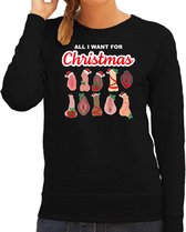 Bellatio Decorations foute kersttrui/sweater dames - All I want for Christmas - piemel/vagina - zwart XXL