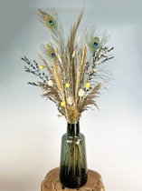 Droogbloemen boeket “Pauwen Trots” | 90 cm | Exclusief vaas | Ongelofelijk chique boeket | Perfect voor een chique uitstraling