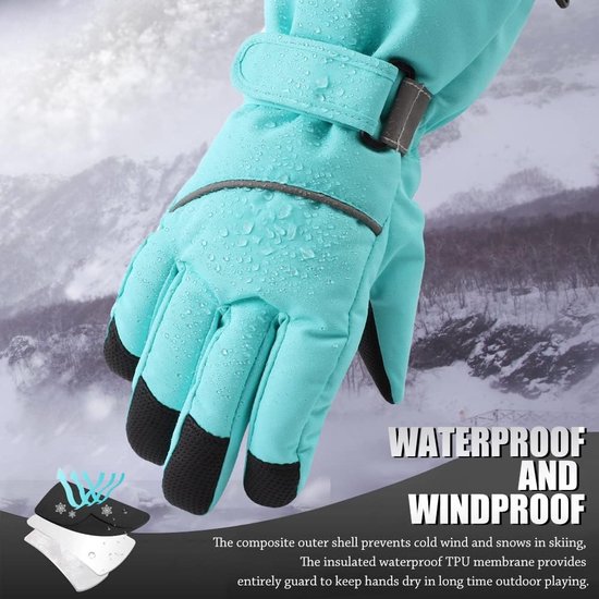 Skihandschoenen voor kinderen, waterdicht, winddicht, met reflecterende strepen, antislip handschoenen, warme wanten, koudebescherming, wanten voor kinderen, 4-6 jaar. - Merkloos