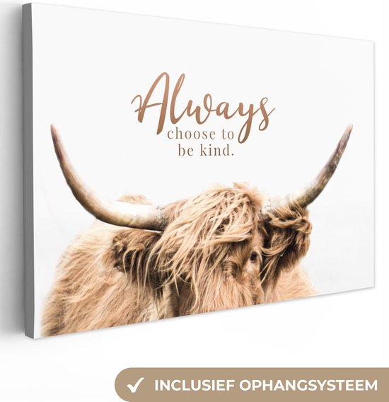 Schotse hooglander - Spreuken - Dier - Canvas - 30x20 cm - Wanddecoratie