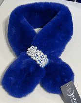 Sjaal - namaak pels -parel - bic blauw