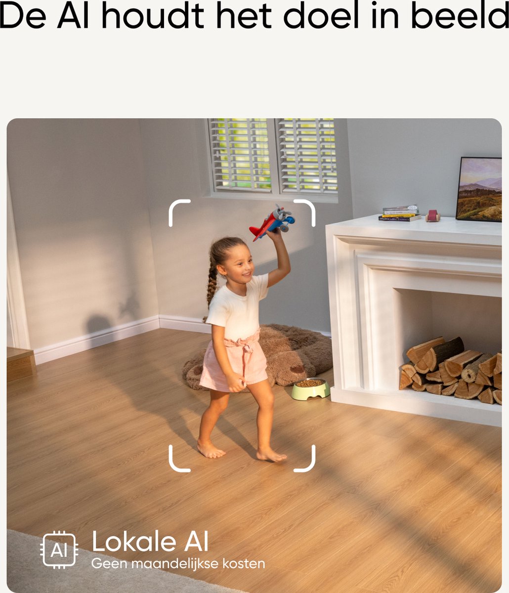 Afbeelding 2 van eufy Security S350 Binnencamera – Indoorcam - Huisdiercamera met app - Petcam, 4K UHD-resolutie, Dual-Cam met 8× hybride zoom, 360° pan en tilt, AI-tracking, compatibel met Alexa en Google Assistant