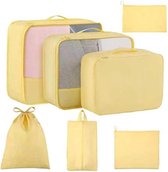 Kofferorganizer 7 set, Packing Cubes Bagage Packing Cube Organizers met schoenentas en toilettas, geel